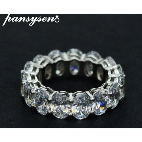 PANSYSEN New Arrival 5x7MM Oval Cut Lab Moissanite Diamond Wedding Engagement Ring Solid 925 Silver Fine Jewelry Rings for Lady