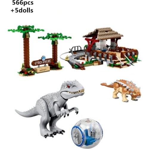 NEW Indominus Rex Ankylosaurus Building Blocks Jurassiced Dinosaur Park World Classic Movie Model Kit Bricks Toys For Children
