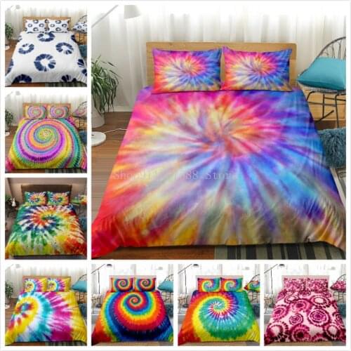 Colorful Rainbow Adult Bedding Set Fashion Duvet Cover Quilt/Comforter Cover King Queen Size Beds Cover Set Teens Bedclothes