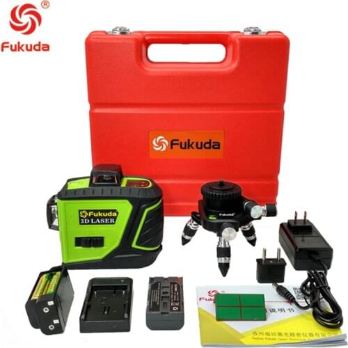 Fukuda 12 lines MW-93T lithium battery green laser level 360 Vertical And Horizontal Self-leveling Cross Line 3D Laser Level