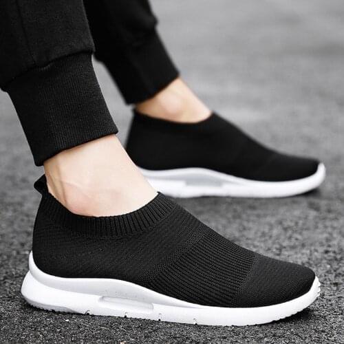 Big Size Lightweight Slip-ons Sneakers Socks Men Running Shoes for Men Sport Shoes Mens Sports Shoes Running Black Knit A-889