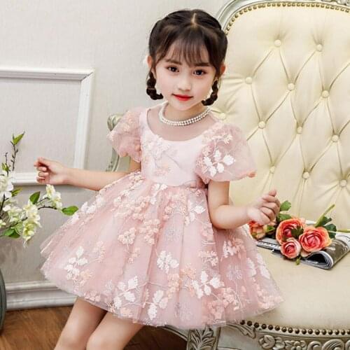 Summer Tutu Newborn Christening Dress Pink Lace Baby Girl Dresses Party And Wedding Princess 1 Year Birthday Christening Gown