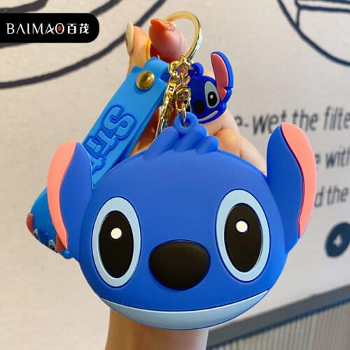 Disney Stitch Silicone Small Wallet Pendant Kawaii Mickey Mouse Minnie Anime Characters Coin Purse for Women Money Bag Purse