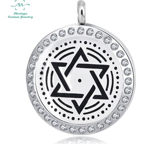 10pcs Mesinya Star Of David (25 30mm) Aromatherapy/Essential Oils 316L Stainless Steel Diffuser Locket pendant Necklace