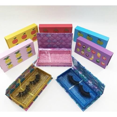 Cute Fruit Lashes Box 3D 5D Mink Lashes Glitter Eyelashes Box Custom Private LOGO Wholesale Aetail Lashes Vendor