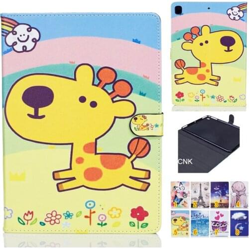 Fashion Cartoon Silicone PU Leather Flip Cover For Apple New iPad 9.7 2017 Case Tablet Fundas Beautiful Pattern Stand Shell