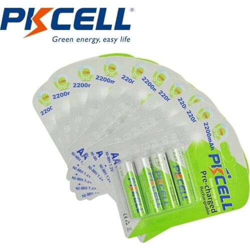 PKCELL NIMH AA Rechargeable Battery 1.2V Low Self Discharge 2200mah High Capacity For Camera And Toy