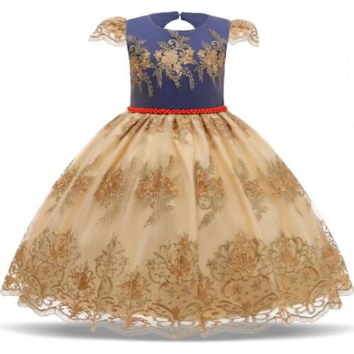 Embroidery Carnival Pageant Dress For Girl Princess Party Costume Elegant Wedding Hollow Back Gown Children Tutu dress vestidos