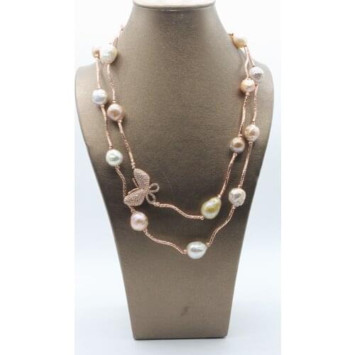 Freshwater pearl baroque reborn keshi 9-13mm necklace 32inch wholesale beads nature FPPJ butterfly