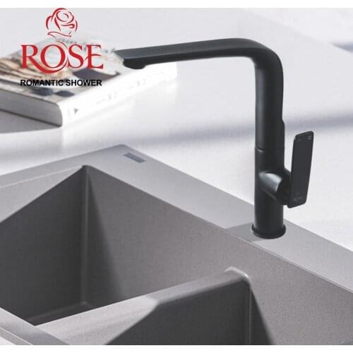 ROSE kitchen faucet Black, brass kitchen faucet, faucet for hot and cold water Kitchen water faucet,pouring water in the kitchen,water mixer with spray,sink black faucet in the kitchen R2713H