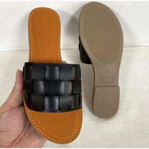 Summer Women Slippers Flat Slides Woman Outside Trendy Large Size Women Flat Heels Shoes Leather Fashion Female 2021 Slippers