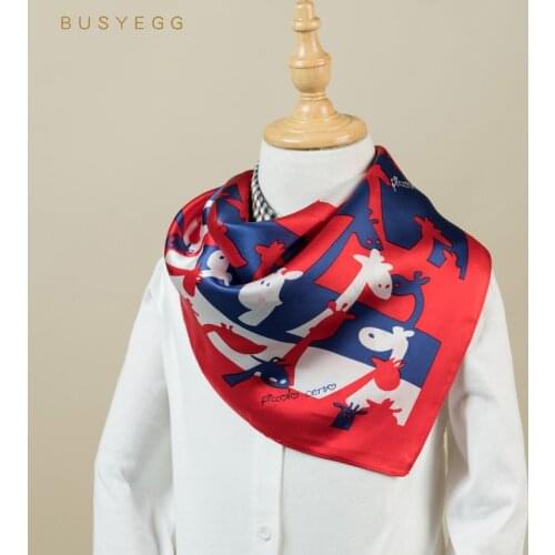 Blue red headscarf baby foulard lady scarf 50*50cm small square natural silk hair scarves bandana wrap christmas gift for child