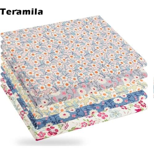 Teramila Twill Cotton Cloth For Decorative Pillows Handmade Sewing DIY Apparel Fabric Flower Printed Needlework Quilt Patchwork