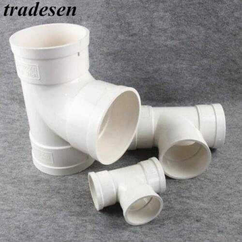 1PCS PVC White Drain pipe Tee Inner diameter 50-200mm Drain pipe Fittings Accessories Garden kitchen Drain Fitting joint