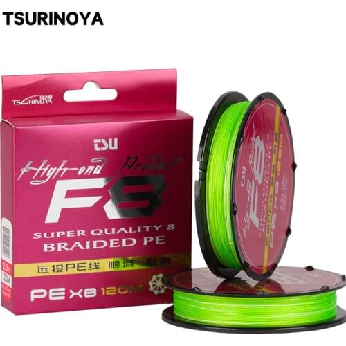 TSURINOYA F8 8 Braided Fishing Line 120m PE Line 11-45LB Long Casting 8 Strands Multilament Vissen Linha De Pesca Fishing Wire