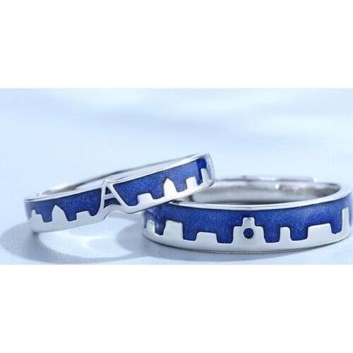 Uloveido original design 925 sterling silver sky city couple ring version of simple couple ring creative open ring SALRG5