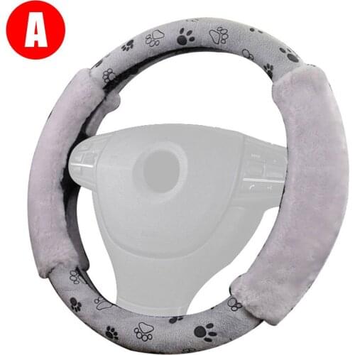 Vehemo 38cm Footprint Plush Universal Car Steering Wheel Cover Winter Wear-Resistant Decoration Covers Ankle Cute Vehicle