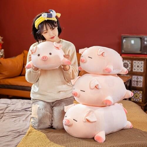 High Quality 40/50/60cm Squishy Lying Pig Stuffed&Plush Pig Toy Anime Soft Plushie Pillow Kids Baby Comforting Christmas Gift