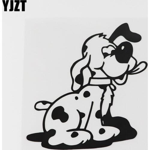 YJZT 12.8CMX13.4CM Funny Dalmatian Puppy Dog Decal Vinyl Car Sticker Black/Silver 8A-0630