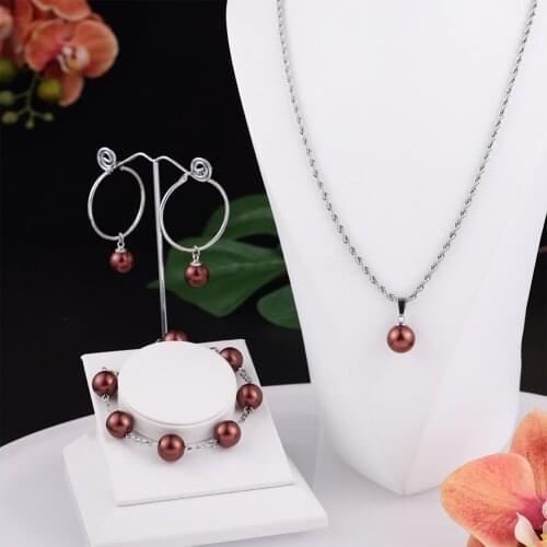 Fastness SilverSets Jewelry Hawaiian Fashion Colorful Pearl Polynesian Nacklace Hoop Trendy Earrings Bracelet for Women Girls