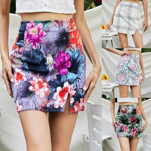 2021 New Stylish Slim Hip Skirt Printed Design Breathable Sexy Women Mini Split Skirt Summer Streetwear женские вещи на лето