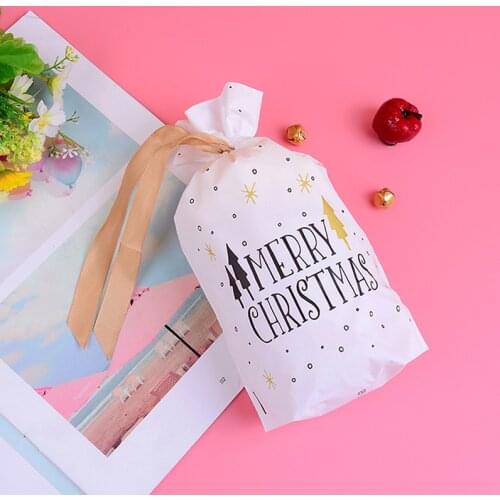 10pcs Christmas Gift Bags Merry Christmas New Year Favors Xmas Candy Bag