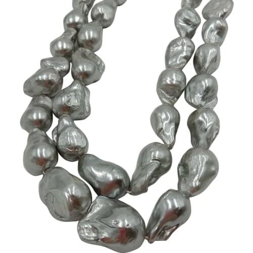 16 inch pearl beads in strand,100% freshwater loose pearl with baroque shape, BIG BAROQUE shape.13-17 mm plating gray color