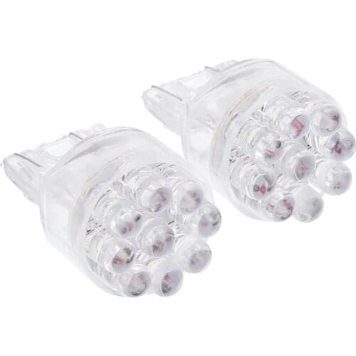 2pcs T20 9LED Turn Signal Brake Tail Lamp Light Pure White Bulb 12V 0.9W 6000-6500K ECE 7440 7443 W3X16Q