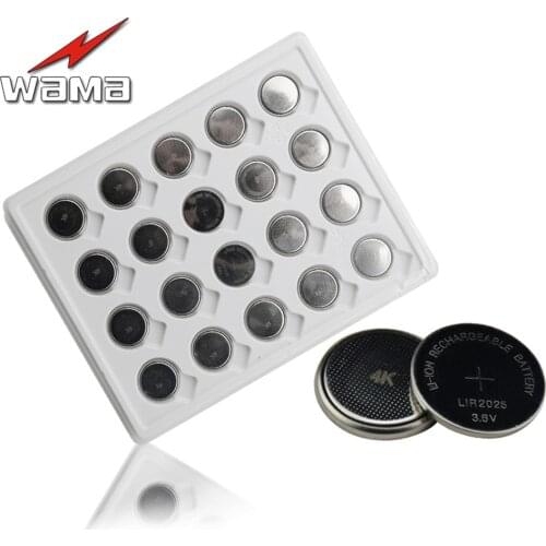 20x Wama LIR2025 3.6V Lithium-ion Button Cell Rechargeable Battery Manufacturers Wholesale For BMW Remote Key Drop ship