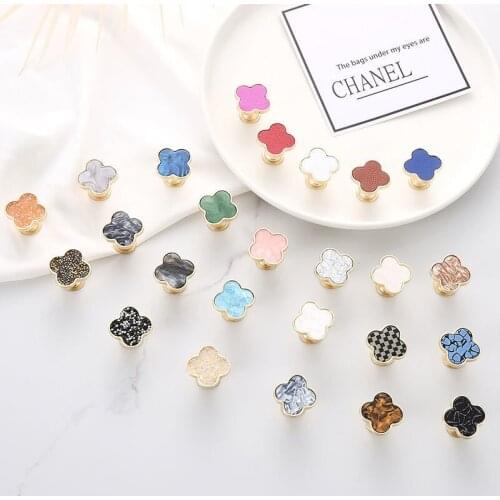 4 Pieces Lucky Clover Furniture Handle Cabinet Door Knobs And Handles Multiuse Gold Wall Hanging Coat Bag Hook Cupboard Pulls