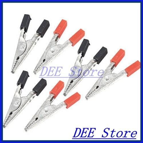 6 Pieces Black Red Plastic Nonslip Grip Insulated Test Lead Alligator Clip