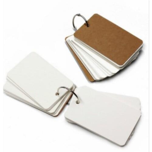 9*5.4cm Binder Ring Easy Flip Flash Cards Study Cards 50 Unruled Blank White Pages For Writing Memo Pad
