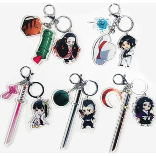 Anime Demon Slayer Sword Keychains Kimetsu No Yaiba Man Car Accessories Keychain Acrylic Bag Pendant for Friends Gifts Jewelry