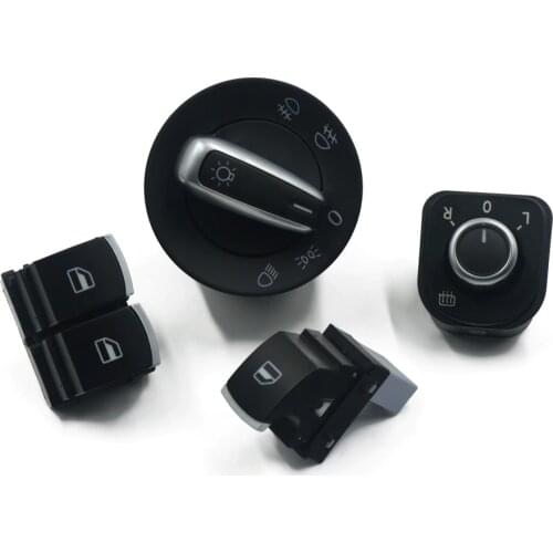 Free shipping ! Chrome Headlight Mirror Window Switch Button For Volkswagen VW Passat B6 Eos Golf 5 6 R32 GTI MK5 MK6 4PCS / SET