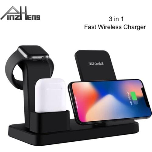 10W Qi Fast Charge 3 In 1 Wireless Charger For Iphone 11 Pro Max Charger Dock For Apple Watch 4 5 Airpods Wireless Charge Stand