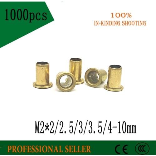 M2*2/2.5/3/3.5/4/5/6/7/8/10 mm Hollow Copper rivet Bronze rivets Cross hole Brass rivets Single tube DIY accessories