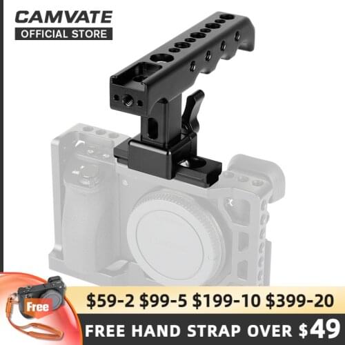 CAMVATE Quick Release NATO Top Cheese Handle Grip with Cold Shoe Base & 60mm NATO Safety Rail For Digital DSLR Camera Cage Rig