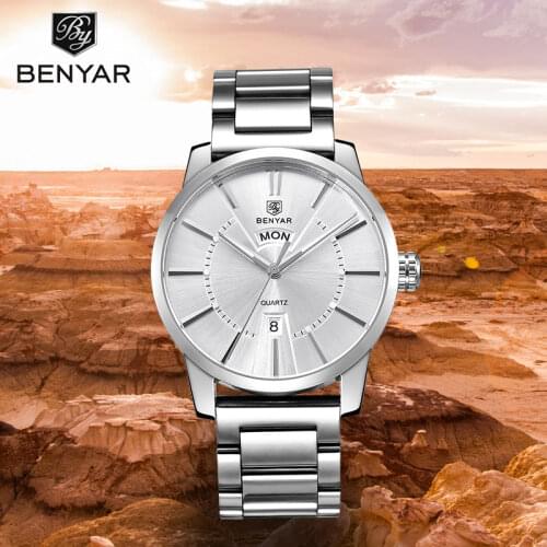 BENYAR Mens Watches Watch Men Fashion Brand Simple Luxury Mens Quartz Watch Military Sports Stainless Steel Relogio Masculino