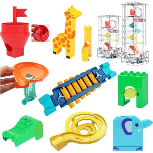 Special Marble Run Track Building Blocks Parts Electric Elevator Giraffe Tunnel Spiral Funnel Piano Music Intrument Slide Toys