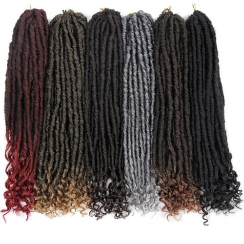 EUNice Faux Locs Crochet Hair 18 inch Ombre Two Tone T27/30/BUG Synthetic Faux Locs Curly Crochet Braids Extensions 1-10PACKS