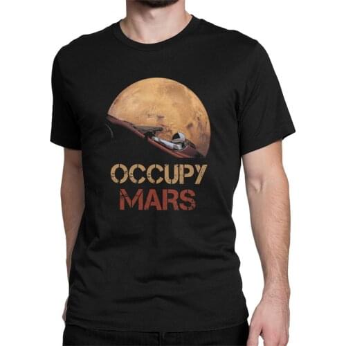 Occupy Mars Spacex Starman T-Shirt Men Elon Musk Falcon Heavy summer Short Sleeve Novelty Tees Men Cotton Tees Streetwear