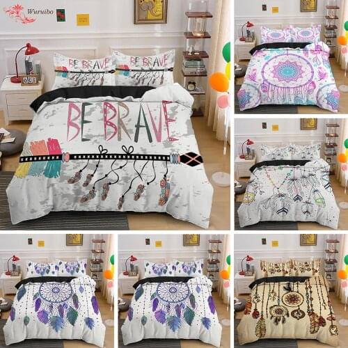 Elegant Dream Catcher Bedding Set Bohemian Feather Duvet Cover 220x240 Quilt Covers Winter Comforter Bed Covers King Queen Size