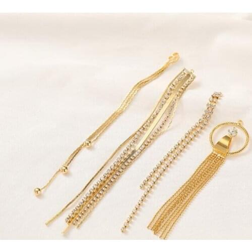 Copper Plated Gold Long Tassel Chain Knotted Tassel Earrings DIY Handmade Jewelry Material Accessories