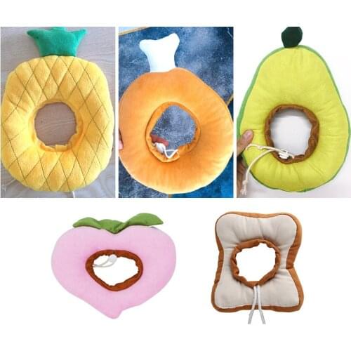 Cute Soft Cotton Pet Elizabethan Collar Adjustable Bread Fruit Shape Cat Neck Cone Recovery Surgery Wound Healing Neck Ring