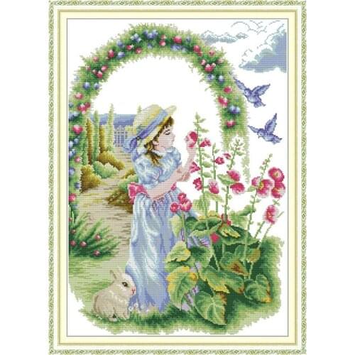 Everlasting Love Enjoy Flower 2 Chinese Cross Stitch Kits Ecological Cotton Clear Stamped Printed 14CT DIY Christmas Decoration