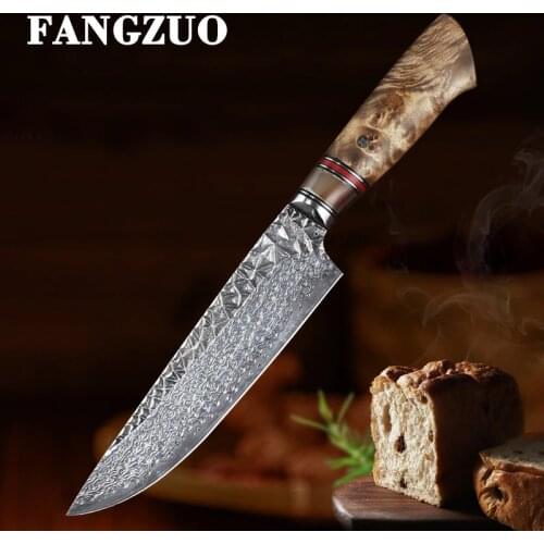 FANGZUO 7" Professional Damascus Steel Chefs Knife VG10 Japanese Cleaver Vegetable Knives Handmade Kitchen Knife outdoor knife