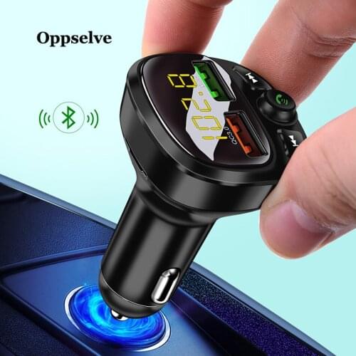Oppselve Bluetooth Car Charger For Phone USB Charger FM Transmitter MP3 Player TF Card Music HandFree QC3.0 Car Phone Charger
