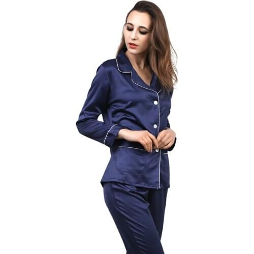 Autumn pyjamas women pajama set Long Sleeve sleepwear silk satin sexy pajamas femme pijama casual Leisure Homewear Lounge Set