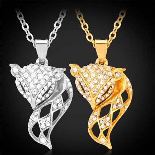 Cute Fox Pendant Necklace Yellow Gold Color Austrian Rhinestone Crystal Pendants Jewelry Gift For Women MGC P693
