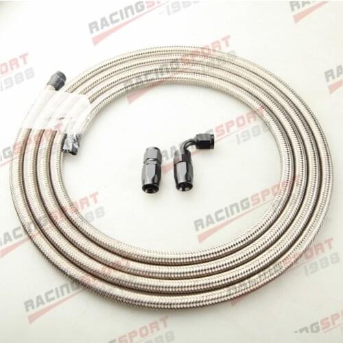 Stainless Steel Braided AN-6 6AN Fuel Gas Line Hose 3M + Swivel Hose End Fitting